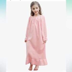 Girls Princess Nightgown,Winter Long Sleeve Flannel Nightdress Pajamas Dress